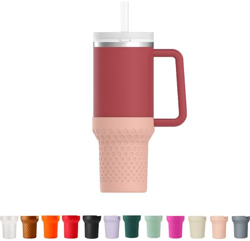 GardTok Silicone Boot Cover for Stanley Cup Accessories,Silicone Water Bottle Sleeve for Stanley Quencher H2.0 and Quencher Adventure Tumbler 40 oz Cup (Rose Quartz, 40oz)