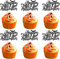 24 Stück Happy Halloween Tortendeko Glitzer Fledermaus Cupcake Toppers Halloween Kuchen Deko für Kinder Geburtstag Party Baby Dusche Halloween Thema Party Cupcake Dekoration Schwarz