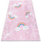 Kinderteppich JUNIOR 52063.802 Regenbogen, Wolken für Kinder Anti-Rutsch - rosa 140x190 cm