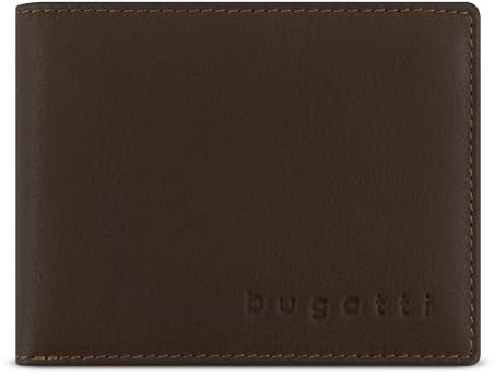 bugatti Lima Mini Geldbörse Herren aus Leder, kleines Portemonnaie Querformat, RFID-Schutz, Cognac