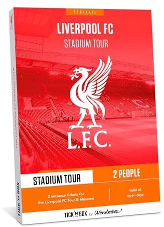 Tick&Box - Gift Box - Liverpool Stadium Tour for 2 - Visit The Home of Football - Soccer Gift - Experience for Liverpool Fans - Anfield Stadium - Valid for 2 Years