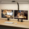 SIBRILLE Schreibtischlampe LED, Doppelkopf Schreibtischlampe Dimmbar, Klemmbar Desk Lamp für Büro, Augenschutz Monitor Lampe Tageslichtlampe, PC Lampe Tischlampe mit Schwanenhals, Schwarz