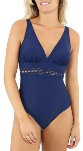 Janine Robin Bassin d'Arcachon - Maillot de Bain 1 pièce sans Armatures Darling Marine - 3XL