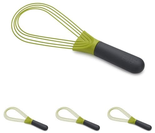 Joseph Joseph Twist Whisk- 2 in 1 - Flat and Balloon Whisk - Suitable for Non-Stick cookware, Silicone, Grey/Green (Pack of 4)