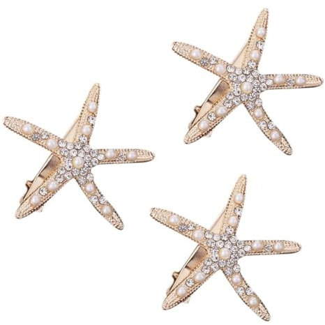 Reccisokz 3 Piezas Pinzas Para El Cabello De Estrella De Mar De Metal Pinzas Para El Cabello De Estrella Pinzas Para El Cabello Accesorios Para El Cabello Para Mujeres y Niñas