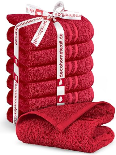 DecoHomeTextil Handtuch-Set 6 Gästetücher in Bordeauxrot aus 100% Baumwolle, hochwertig, kuschelweich und saugstark