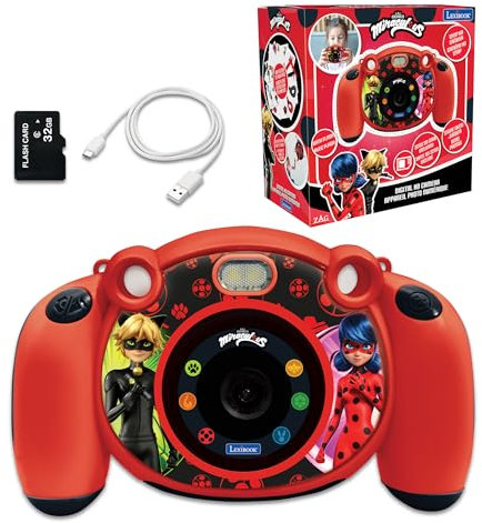 Lexibook - Miraculous Ladybug Cat Noir - 4-in-1-Kinderkamera mit Foto-, Video-, Audio- und Spielfunktionen, 32GB SD-Karte enthalten - DJ080MI