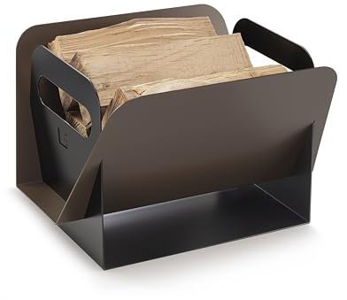 LIMAC Design HOJA Kaminholzregal aus Aluminium, zweifarbig, für den Innenbereich, Kaminholzkorb, hergestellt von Limac Design®. (Bronze-Schwarz)