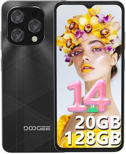 DOOGEE N55PLUS 2025 Newest Mobile Phones, 20GB+128GB/1TB Smartphone, 90Hz 6.52, 5150mAh Android Phone, Octa-Core, 13MP+8MP, 4G Dual SIM Free Unlocked Phones,Widevine L1/ 5G WIFI/Face ID/Case-Black