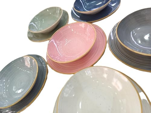 Servizio Piatti per 6 Persone in stoneware 18 pezzi per Lavastoviglie modello (natural)