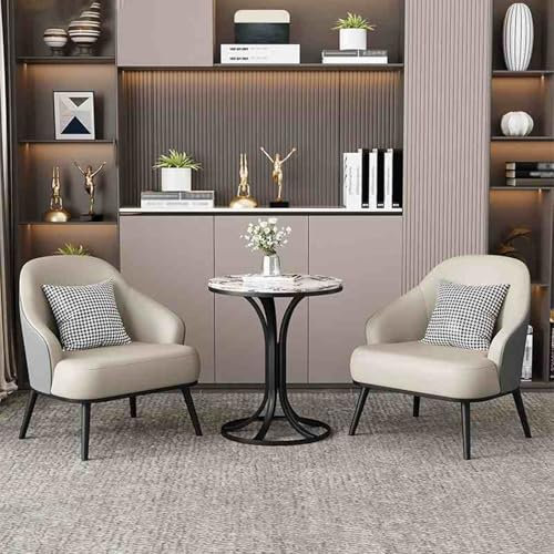 JHDXL Rund Rezeption Tisch und Stuhl Kombination, Meetings Verhandlungstisch, Büro Besprechungstisch für Wohnzimmer Ruhebereich Kleine Wohnung Balkon(Gray 2)