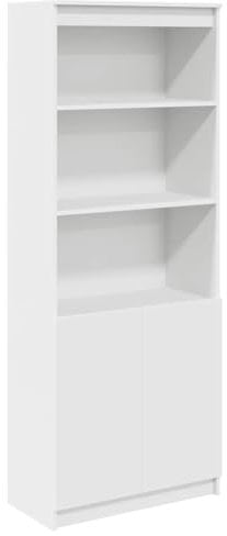 vidaXL Aparador Alto Madera de ingeniería Blanco 70x35x180 cm, Armario, Armario Auxiliar, Armario de almacenaje Alto, Armario de almacenaje