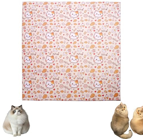 BERRYLION 90 x 90 cm Cat Swaddle for Safe Nail Trimming Anti-Escape Cloth for Pet Cleaning Multifunctional Pet Tool Calming Cat Restraint Wrap Self-adhesive Grippy Cat Grooming Wrap