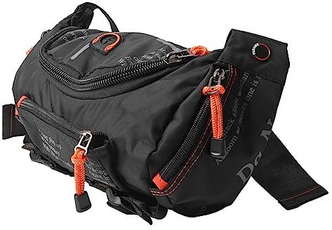 Cryfokt Strapazierfähige Herren-Gürteltasche mit Reißverschluss, Kopfhörerloch, Mehreren Taschen für Reisen, Lässig, Schwarz, Verstellbarer Riemen, Hüfttasche für Spaziergänge Im Freizeitpark