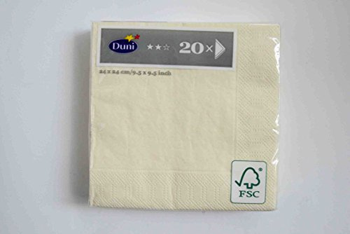 Duni Cocktail-Servietten 3lagig Tissue Uni champagne, 24 x 24 cm, 20 Stück