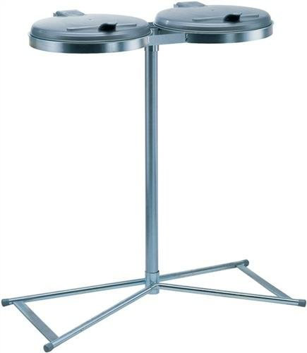 VAR Abfallsammler, 2fach, verzinkt, Deckel grau, aus Kunststoff, BxTxH 850x480x980 mm