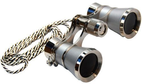 HQRP 3 x 25 Theaterglas Fernglas Platinum mit silberem Zierleisten/Halskette von mit zentralem Focus