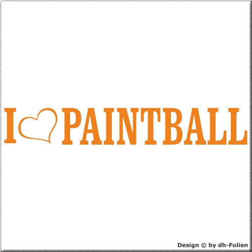 cartattoo4you AL-00872 | I Love (als Herz) Paintball | Autoaufkleber Aufkleber Farbe orange, in 23 weiteren Farben erhältlich, glänzend 20 x 3 cm