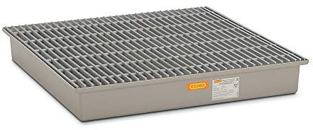 Auffangwanne aus GFK, mit GFK-Gitterrost, Auffangv olumen 220 l, BxTxH 1280x1280x200 mm