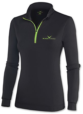 Black Crevice Damen Skirolli Zipper Shirt, schwarz/grün, 42