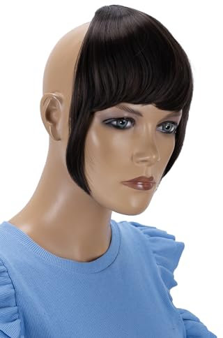 CAISHA Pony Clip In Extensions Stirnfransen Haarteil Haarverlängerung Schokobraun HF4-2