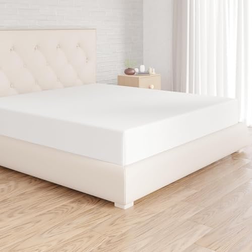 Amazon Basics Spannbettlaken, 180 x 200 x 30 cm, Mikrofaser, Spannbetttuch - Matratzenhöhe bis 30 cm, Weiß