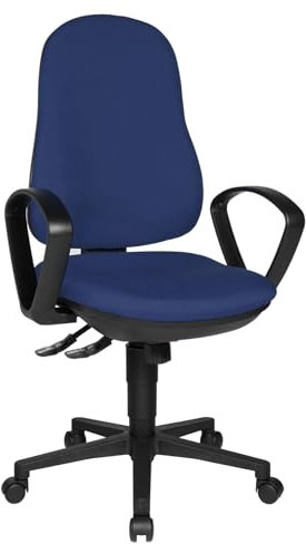 Topstar Support SY Bürostuhl, Schreibtischstuhl, inkl. Armlehnen B2(B), Bezugsstoff blau, 55 x 58 x 113 cm