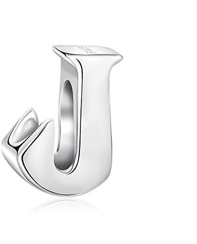 Charm con lettera dell'alfabeto, A, in vero argento Sterling adatti per braccialetti Pandora Letter J