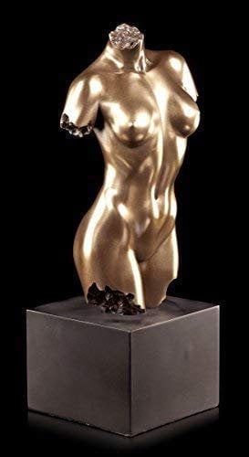 Edle Weibliche Akt Figur - Torso auf schwarzem Monolith | Veronese Statue Bronze-Optik