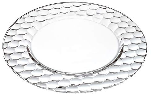 Barski - European Glass - Designed Border - Clear - Charger - Plate - 12.5 Diameter - Made in Europe - Set of 2