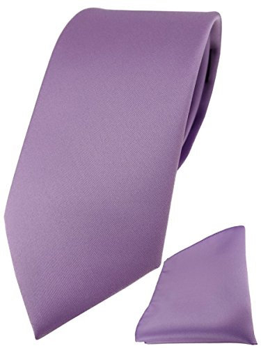TigerTie Herren Krawatte – Klassische 7,5 cm Krawatte Designer Einstecktuch in dunkles flieder einfarbigem Design, ideal für Geschäftstermine, festliche Anlässe und die Freizeit