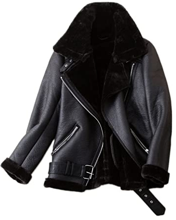 LY VAREY LIN Chaqueta de piel de oveja sintética para mujer, con forro grueso, abrigo de piel de oveja