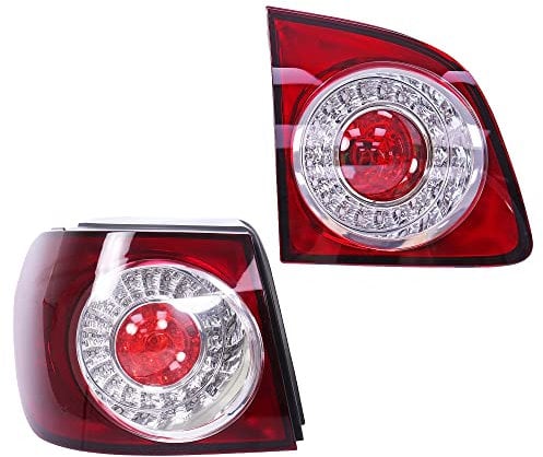 BESTPRICE 2x Heckleuchte LED außen + innen Blinker weiß mit Lampenträger Kompatibel mit VW GOLF PLUS 5 (5M1, 521)