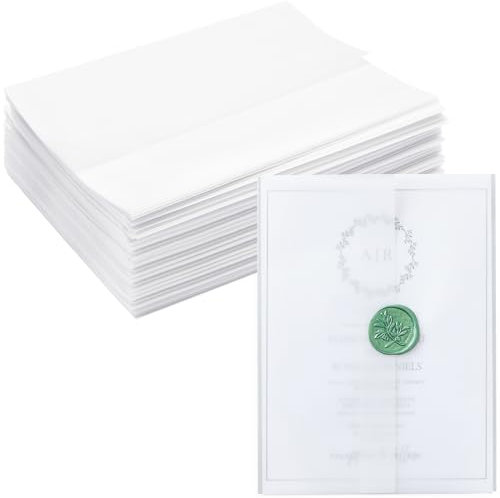 Pergamentumhüllen für 12,7 x 17,8 cm Einladungen, vorgefaltete transparente Papierumschläge für Hochzeitskarten und Scrapbooking, 100 Stück
