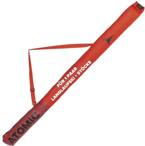 ATOMIC NORDIC SKI SLEEVE Rot - Skitasche für Langlaufski & Stöcke - Längenverstellbar durch Rolltop - Wasser- & schmutzabweisend - Annpassbarer Tragegurt