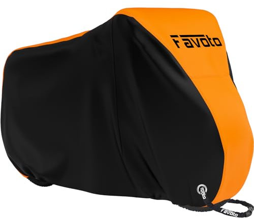 Favoto Fahrradabdeckung Wasserdicht Fahrrad Abdeckplane 210D Oxford-Gewebe Fahrradgarage Plane Fahrrad schutzhülle mit Beutel 200 x 110 x 70cm Orange-Schwarz