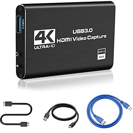 Video Capture Card, Game Capture Card, 4K HDMI USB 3.0 Capture Cards with Loop Out, 1080P 60FPS Capture Device for Streaming, Live Broadcasting, Compatible with Switch Xbox PS4 DSLR Camera (Black)