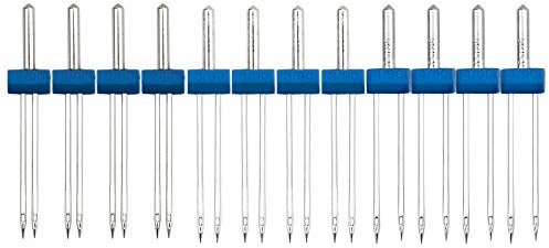 Winfred Nähmaschinennadel 12 Stück Doppelnadel Zwillingsnadel, 2 3 4mm Nähmaschine Nadel Set, Universal Maschinennadeln mit Plastik Box für Haushalt Nähmaschine Nähen