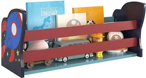 m Mayda Kinder Wand Bücherregal Kinder Regale Wand Buchhalter hölzerne Lagerung Regale Bücherregal Rakete 59,6x22,5x25cm