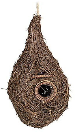 Relaxdays Vogelnest Tropfenform, Kleintierzubehör Käfig, Nisthilfe Wild- & Ziervögel, H x B x T: 30 x 16 x 16 cm, Natur