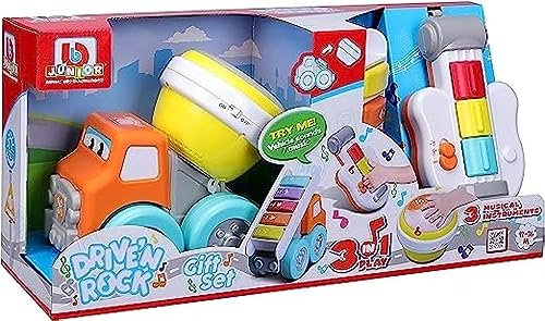 BB Junior Drive 'N Rock 16-89034 - Gift Set Musikinstrumente abnehmbar - LKW mit Trommel, Gitarre, Pianola - 2 Spielmodi - Batterien inklusive, ab 12 Monaten