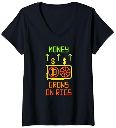 Damen Geld wächst auf Rigs - Crypto GPU Miner Lustig T-Shirt mit V-Ausschnitt