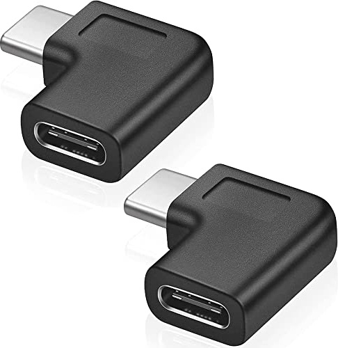Greluma 2 STK 90 Grad USB-C Typ-C Stecker zu Buchse Adapter, Rechter und Linker Winkel USB-C USB 3.1 Typ-C Verlängerung für Tablet Handy Laptop