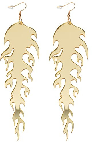 Holibanna Flammen-Ohrringe - Hip-Hop Kettenohrringe für Herren und Frauen - Kupfer, Sterling Silber, Acryl - Lange Haken-Ohrringe