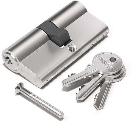 Bwintech 80mm(40/40) Nickel Euro Cylinder Lock,Door Barrel Lock,Key/Key with 3 Standard Keys,Anti-Pick,Anti-Bump,Anti Drill,High Security for UPVC,Wooden,Composite Doors