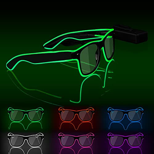 Ainiv LED Brille, Leuchten Brille, Verdrahtet Neon Rave Brille, Flashing LED Sonnenbrille Kostüme, Flashing LED Brillen, Led Glasses, Partybrille, Party Led Brille für Party, EDM, Halloween