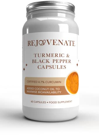 Turmeric & Black Pepper 60 Capsules with Added Coconut Oil - New Recipe for Maximum Bioavailability | Certified High Curcumin Content | 60 x 700mg