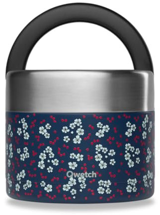 QWETCH - Lunch Box Isotherme Inox avec Poignée - Hanami Bleu 850ml - Boîte Alimentaire Repas Chaud - 5h Chaud et 7h Froid - Etanche & Sans-BPA