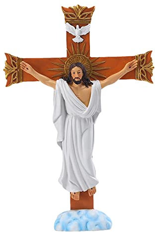 Jesus Kreuz | Harz Ostern Jesus Kreuz Figur zum Basteln, christliche Osterdeko mit Jesus Statue für Kamin Fensterbank, Weihnachten Bauernhaus Dekoration