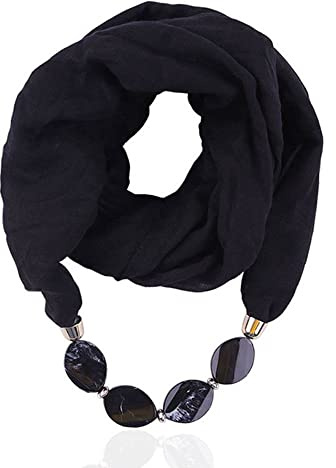 LUMoony Damen Tücher Halskette 180 * 48cm Stil Halskette Sash Schal mit Schmuck Anhänger böhmischen Stil Kette Quasten Schal Halskette Halstücher Bekleidung Damenmode Halstuch